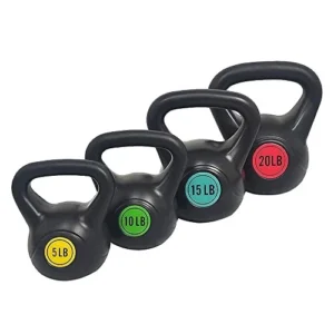BALANCEFROM WIDE GRIP KETTLEBELL EXERCISE FITNESS WEIGHT SET - BLACK/BLUE