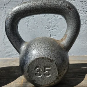 35lb Cast Iron Hammertone Kettlebell, Exercise Fitness Training Weight, Single