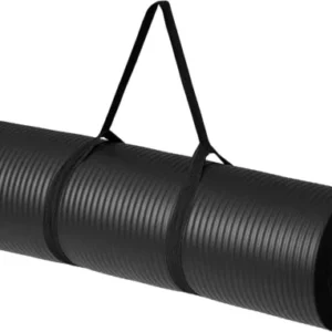 Yoga Black Mat Basics 1/2 Inch Extra Thick Exercise Yoga Mat with Carrying Strap